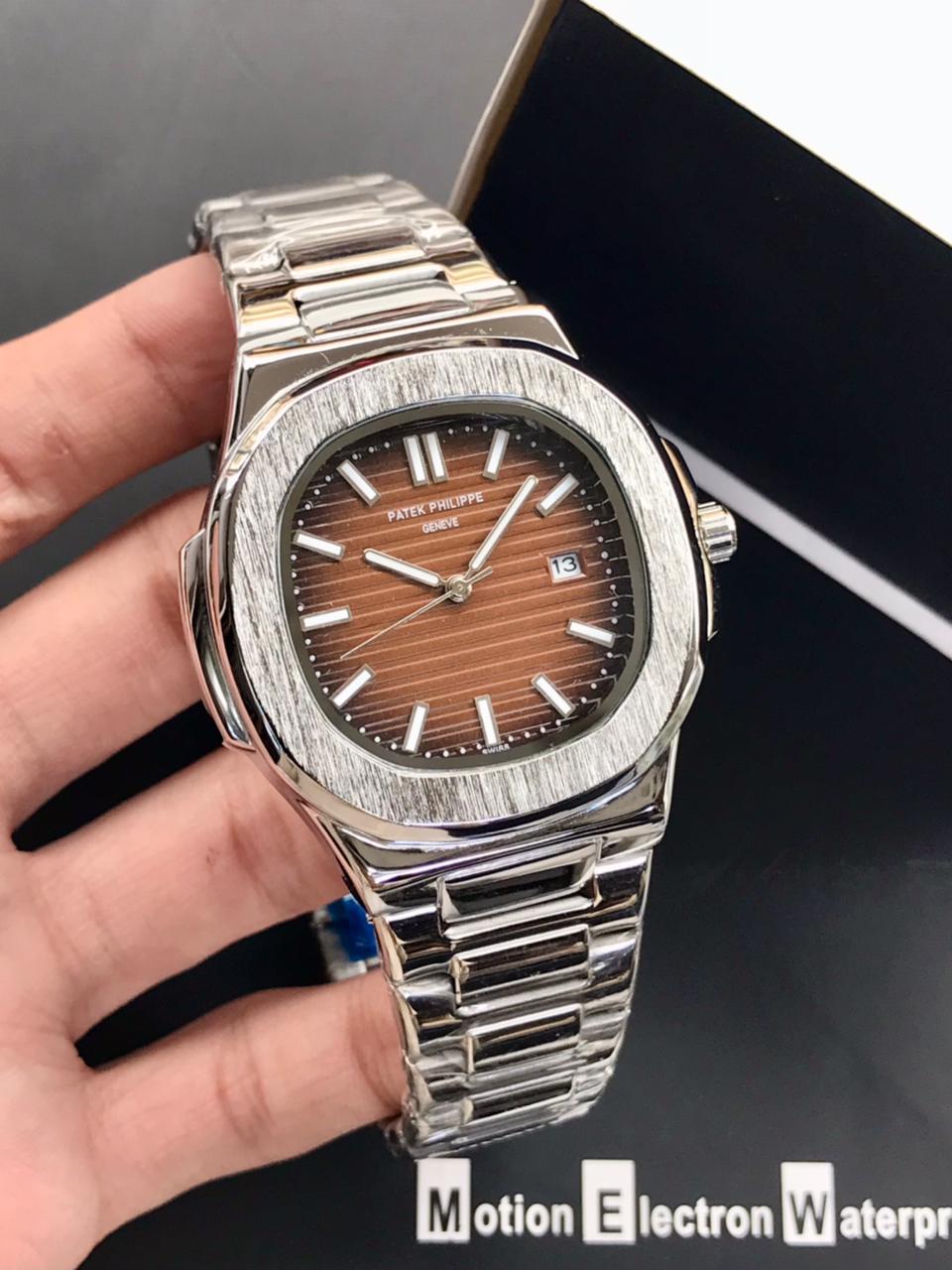 Patek Philippe Mens Watch Nautilus Model Quality Heavy Weight Quartz Machine Date Working Master Lock Stainless Steel Chain - Image 5