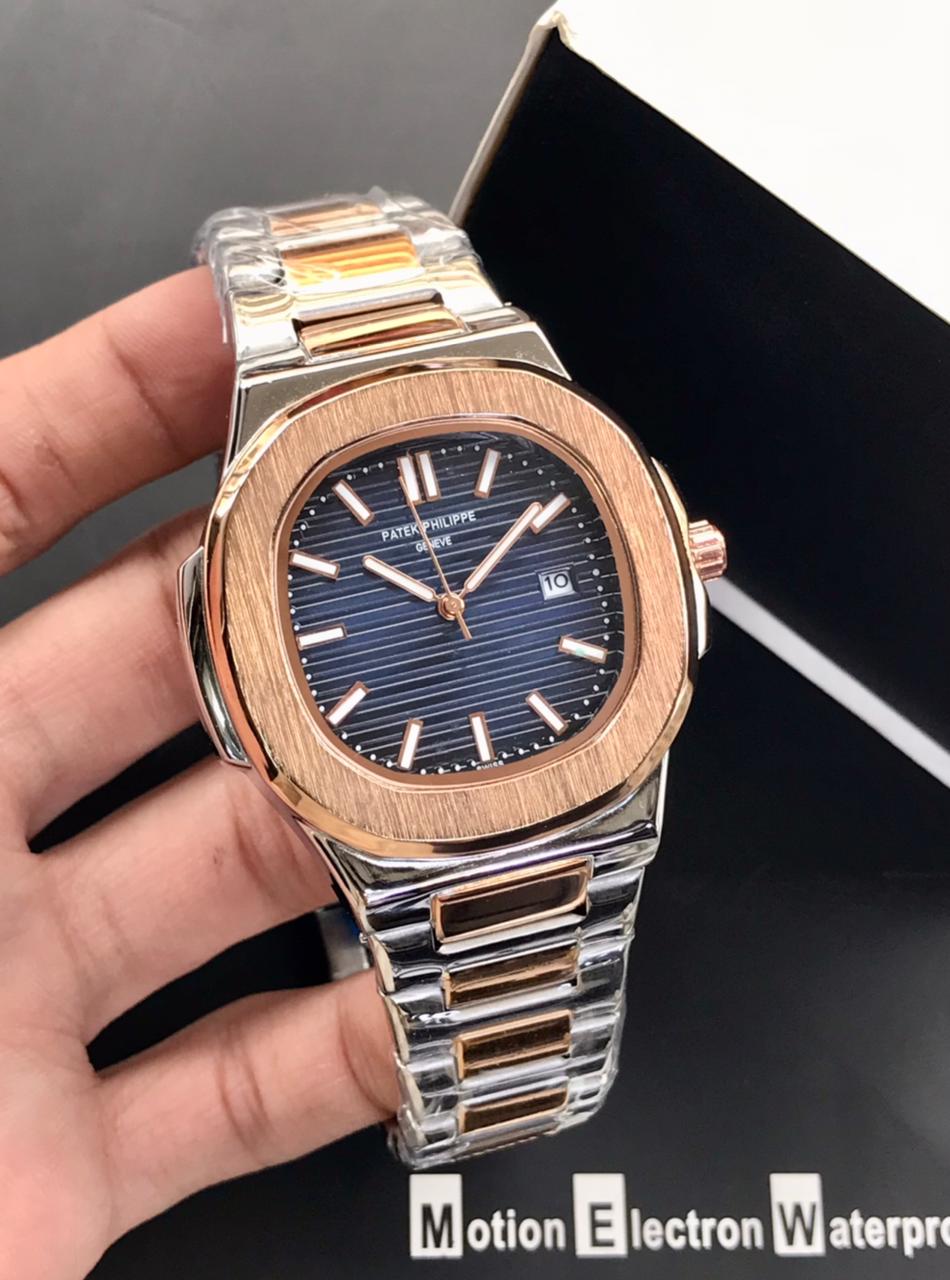 Patek Philippe Mens Watch Nautilus Model Quality Heavy Weight Quartz Machine Date Working Master Lock Stainless Steel Chain - Image 7