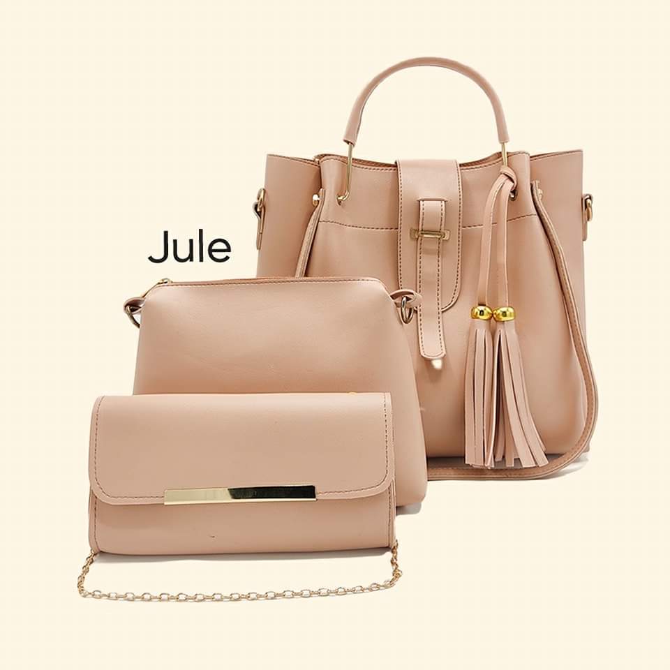 New Article 3 piece Big bags Should bag size 11/10 Cross body size 8/6 With hand pouch Long strap Wallat - Image 3
