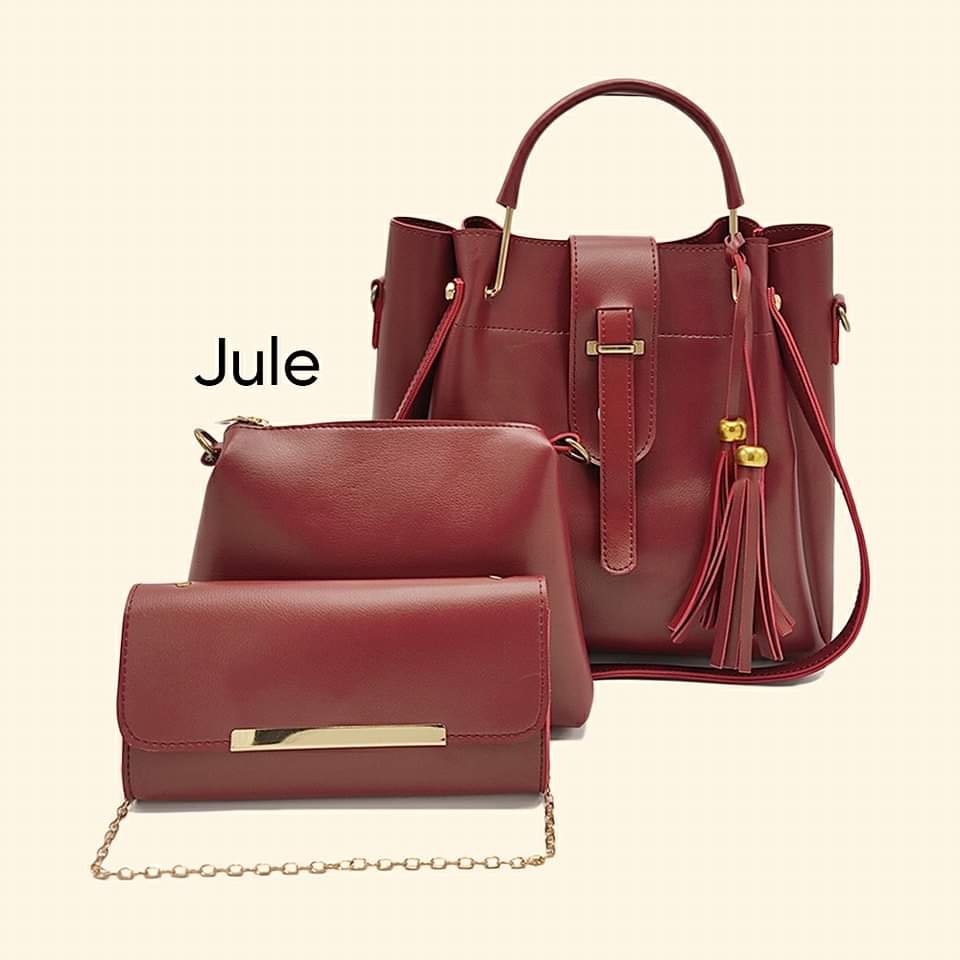New Article 3 piece Big bags Should bag size 11/10 Cross body size 8/6 With hand pouch Long strap Wallat - Image 2